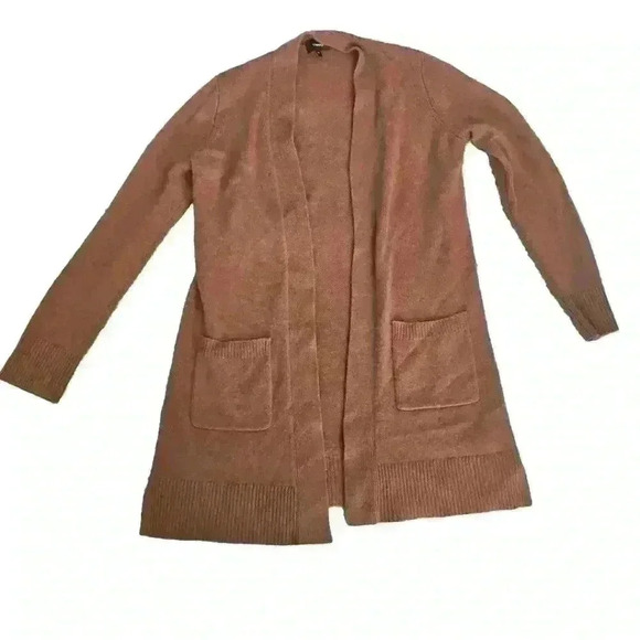 Theory Womens Brown Rib Sleeve 100% Cashmere Cardigan In Syrup M - Picture 6 of 12